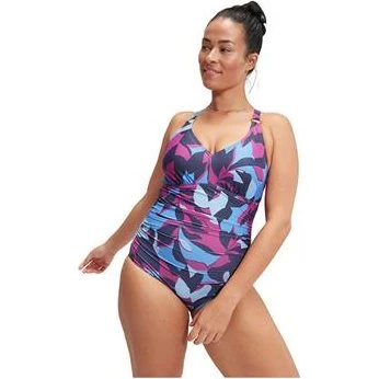 Speedo Women Eco Print V-Neck Badpak - V-hals, uitneembare vulling