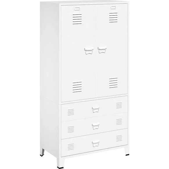 vidaXL Kledingkast Industrieel 90x50x180 cm Metaal Wit