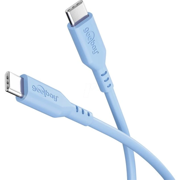 Goobay USB-C siliconenkabel 1,5 m blauw PD 60W