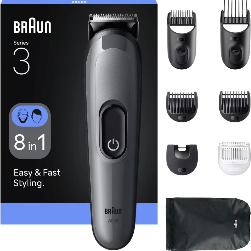 Braun Series 3 AIO3540 8-in-1 Trimmer, Donker Grijs