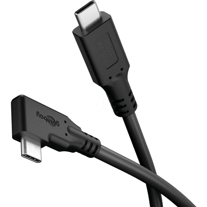 GOOBAY USB-C naar USB-C 90°, USB4, 1 m, zwart