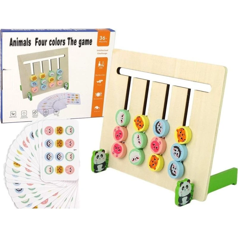 Holzpuzzle Vier Kleuren Dieren Dubbelzijdige Puzzel