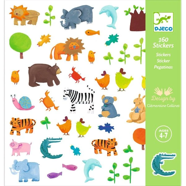 Djeco Dieren Stickers – 160 stuks, Creatief Speelgoed voor Kinderen