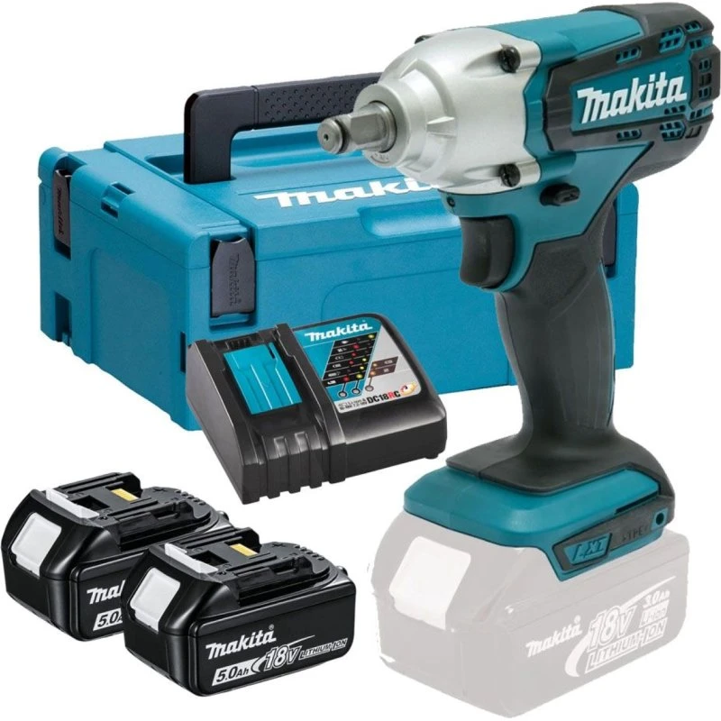 Makita DTW190RTJ 18V Slagmoersleutel Set (2x 5,0Ah) Koolborstelloos