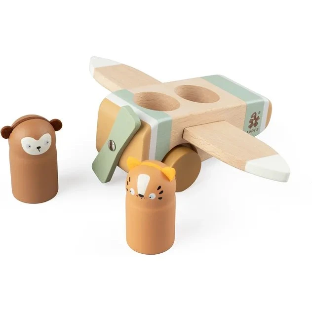 Sebra Houten Vliegtuig Wildlife - 16x25x12,5 cm