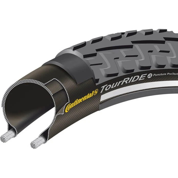 Continental Ride Tour Buitenband 28x1 1/8 zwart met reflectie