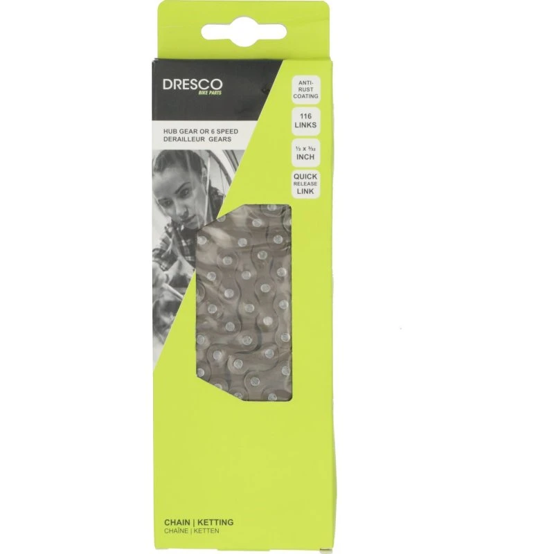 Dresco City Fietsketting 116 Schakels Zilver