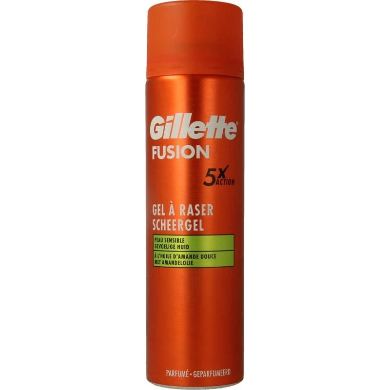 Gillette Fusion Scheergel Amandelolie 200 ml voor Gevoelige Huid