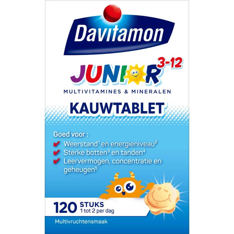 Davitamon Junior 3+ Multifruit Kauwtabletten 120 stuks