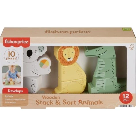 Fisher-Price Houten Dieren Stapelen en Sorteren (10 onderdelen)
