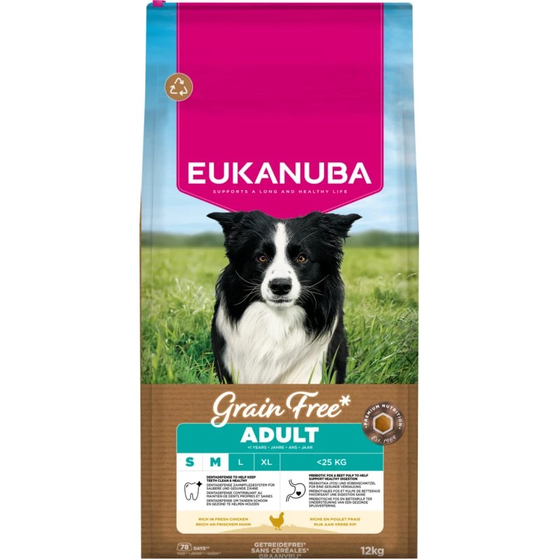 Eukanuba Adult S/M Graanvrij Hondenvoer Kip 12 kg