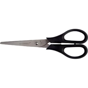 Q-connect schaar 17 cm zwart, symmetrisch voor rechts- en linkshandigen