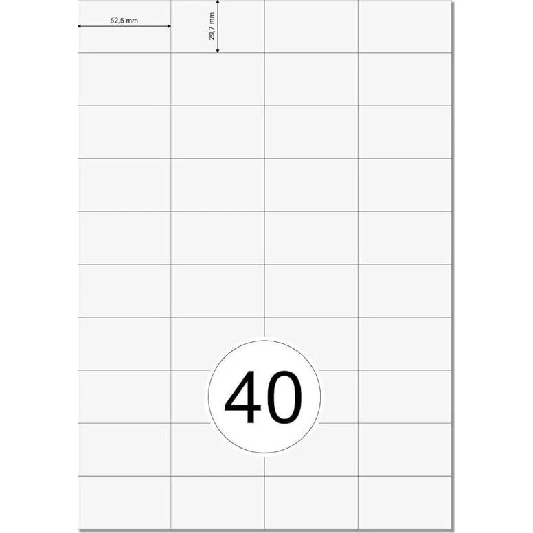 Huismerk A4 Stickervellen Wit 52,5 x 29,7 mm - 100 Stuks