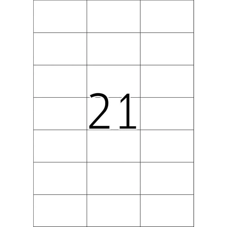 Huismerk A4 Stickervellen 70x42,3 mm, Wit, 21 per Vel, 100 Vellen