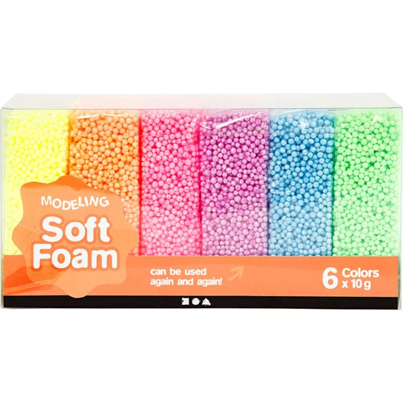 Creativ Company Soft Foam Clay Neon Kleuren, 6x10gr