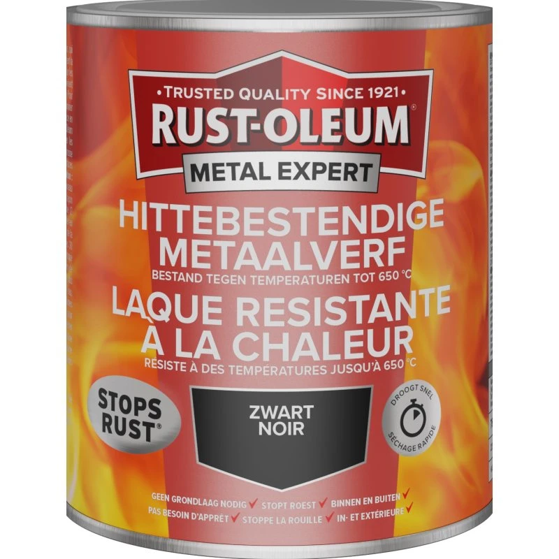 Rust-Oleum Metal Expert Hittebestendige Metaalverf Zwart 0,75L