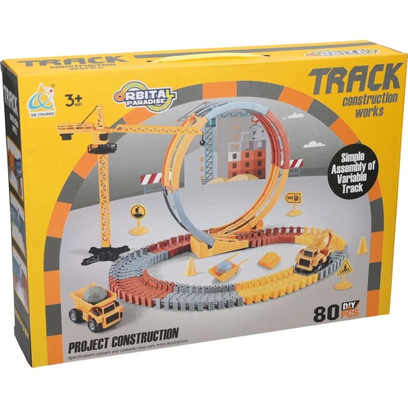 Constructie Track Bouwset 80dlg - Speelgoed racebanen met looping