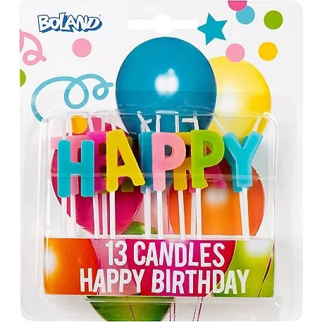 Boland Happy Birthday Kaarsjes 13 Stuks, 7 cm, Multicolor