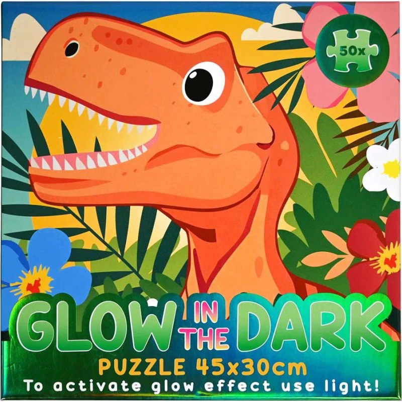 Wins Holland Glow in the Dark Puzzel Dino 50 stukjes