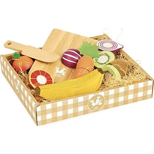 Vilac Houten Fruit & Groenten Set (14 delig) met Snijplank en Mes