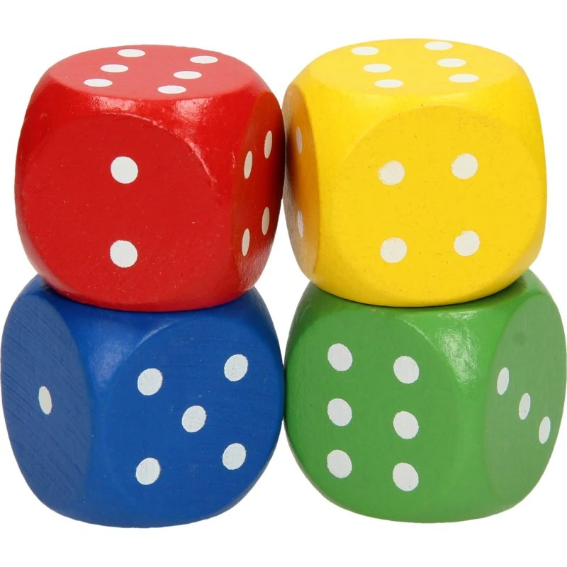 Houten Dobbelsteen Set Groot 4 stuks
