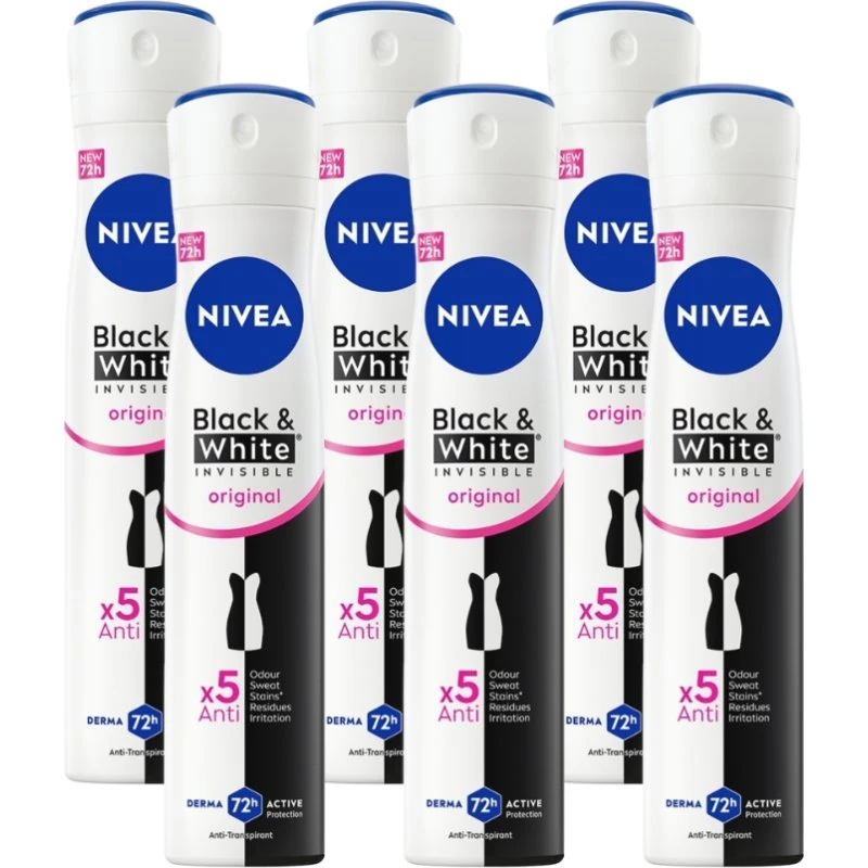 Nivea Black & White Original Antitranspirant Spray 6x200ml