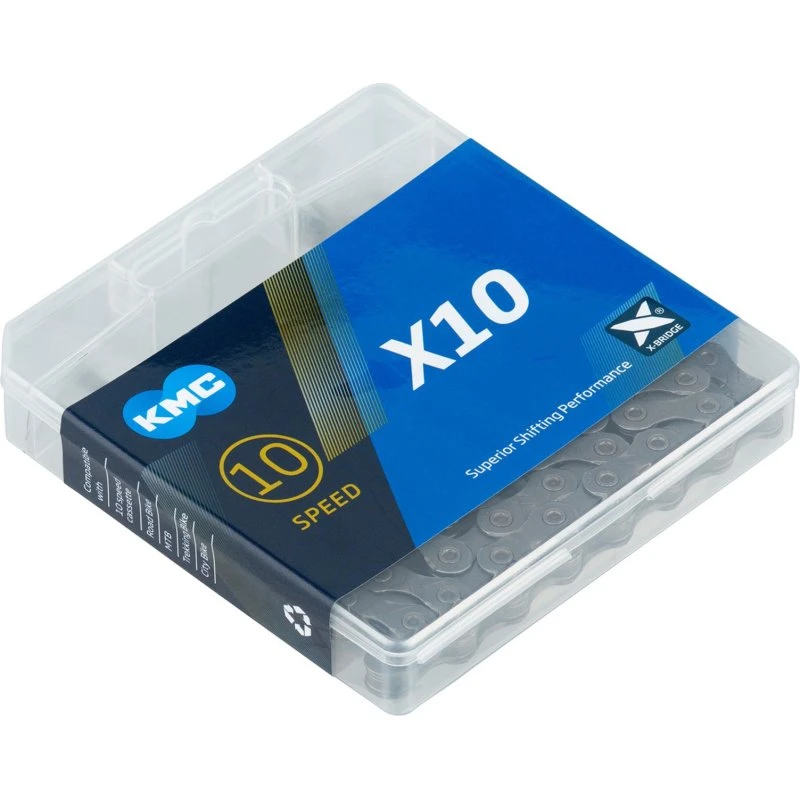 KMC X10 Shimano/Sram 10v Ketting, 114 L, Grijs