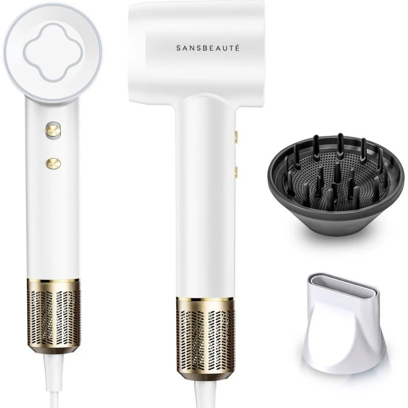 Sansbeauté EssentiaPRO Föhn 2000W - 110.000RPM - Diffuser - Classic White