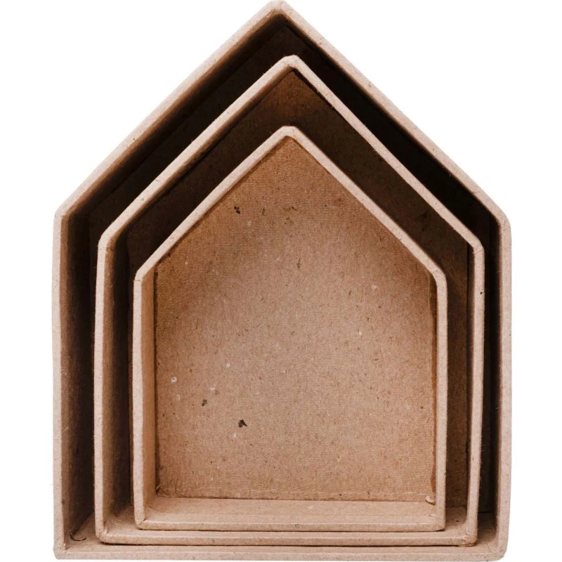 Colorations Papier-mache Huisjes 3st Bruin