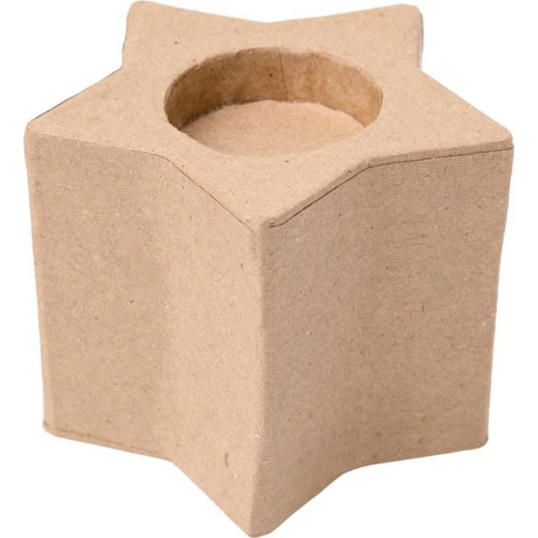 Colorations Papier-maché Theelichthouders Ster, 6 stukken, bruin