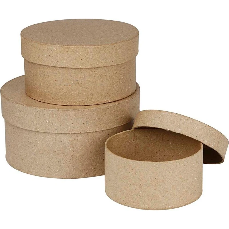 Creativ C Ronde Doosjes Bruin Karton Set van 3