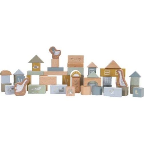 Little Dutch Houten Bouwblokken Blauw in Ton