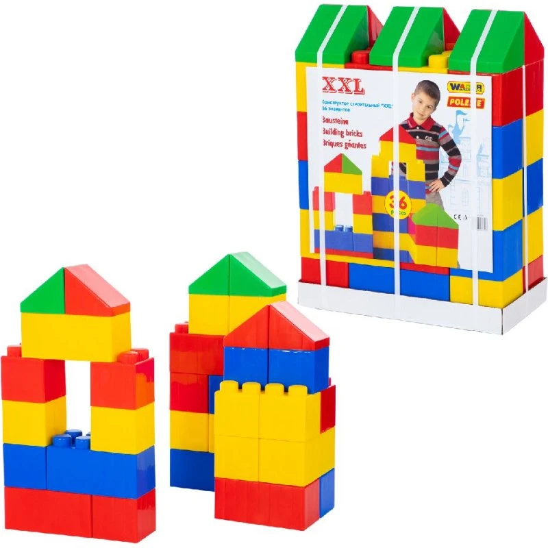 Polesie Bouwblokken XXL 36 Stuks - Blauw, Groen, Rood, Geel