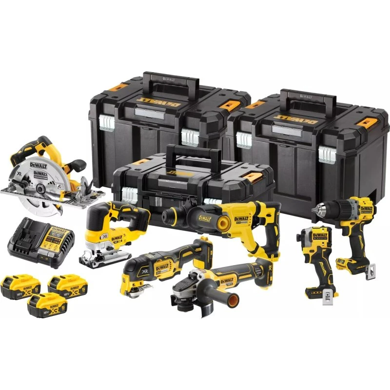 DeWalt DCK706P3T 18V XR Combiset 7-delig met 3x 5.0Ah + Lader + Koffers
