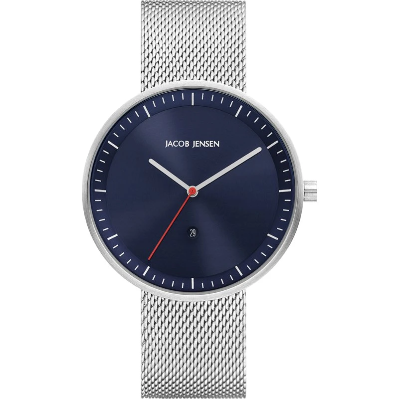 Jacob Jensen Strata 279 Zilverblauw Roestvrijstaal Horloge