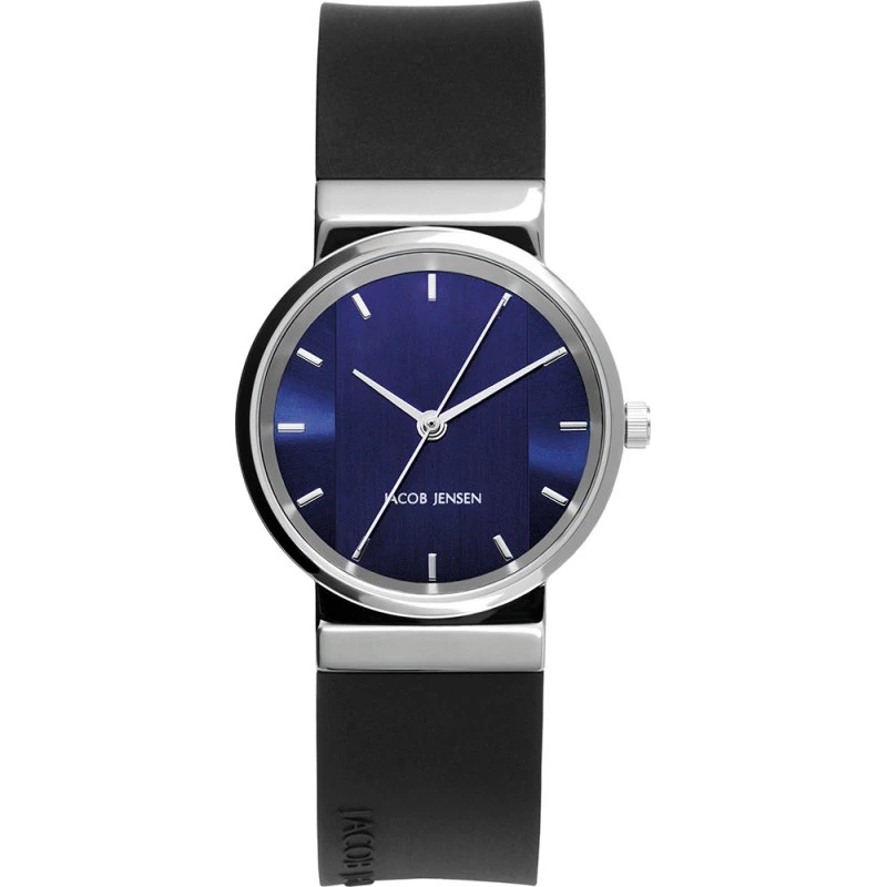 Jacob Jensen New 749 29mm Blauwe Wijzerplaat Zwart Rubber