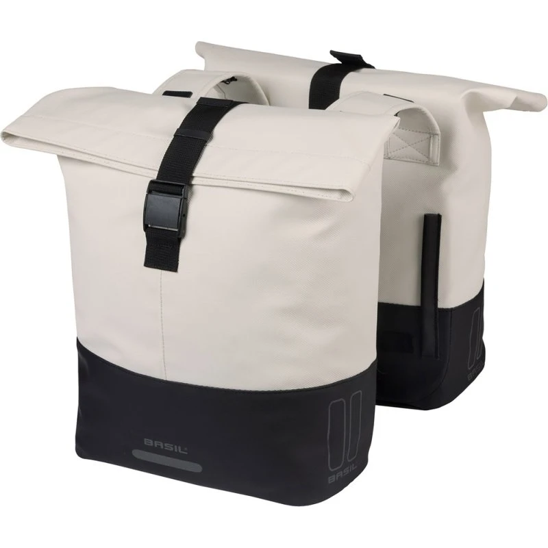 Basil Fietstas Dubbel Cove Gebroken Wit/Zwart 28-32L