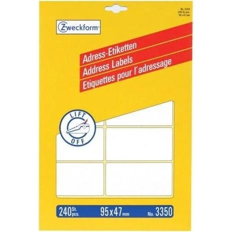 Avery Zweckform 3350 Adresetiketten Wit 95 x 47 mm (240 stuks)