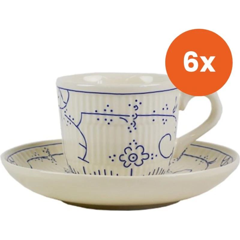 Royal Boch Copenhague Set 6 Kopjes & Schoteltjes 0,2l Crème