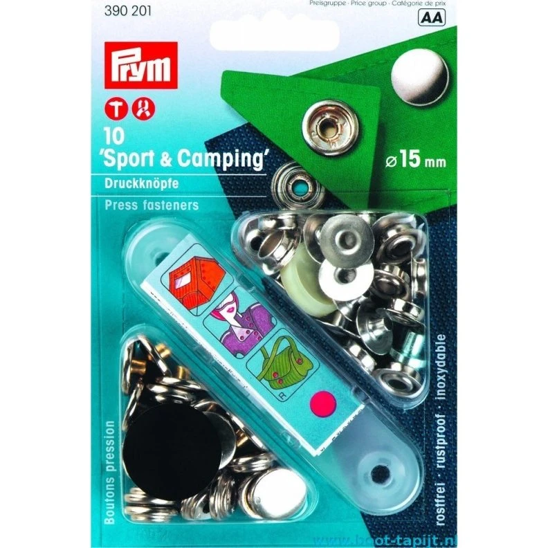 PRYM Drukknoop Zilver 15 mm, 10 Stuks