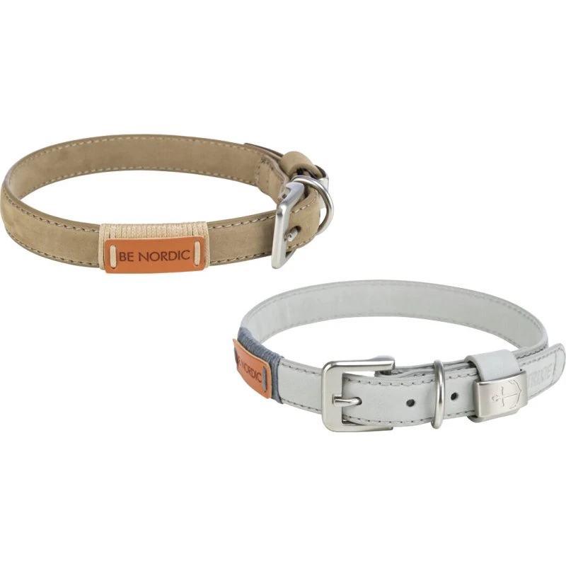 BE Nordic Leren Halsband Taupe, 6 Maten