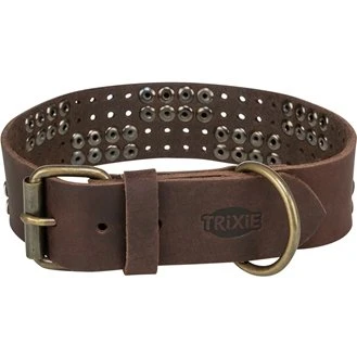 Trixie Halsband Hond Rivet Rustic Vetleer Donkerbruin L 47-54 cm
