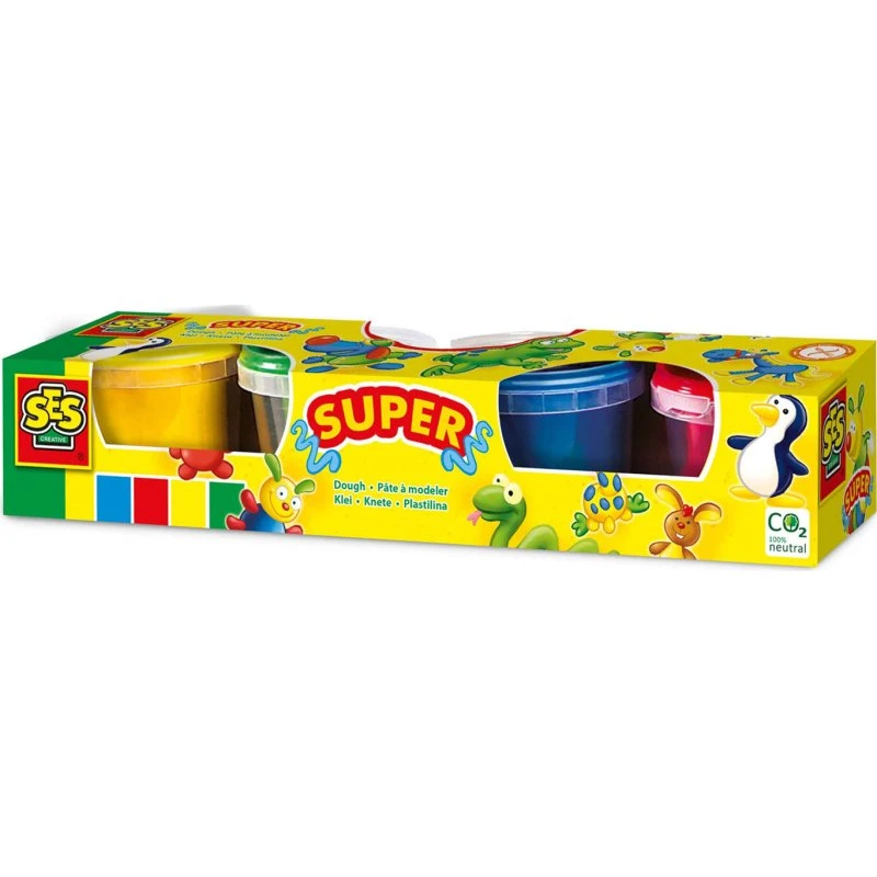 SES Klei 4 Kleipotjes - Superdough Glutenvrij