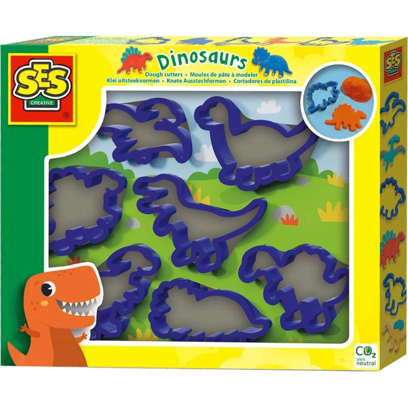 SES Klei Uitsteekvormen Dino's (7 stuks)