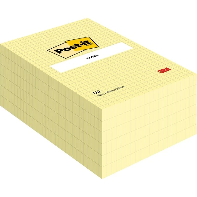 Post-it Memoblok 662 102x152mm ruit geel