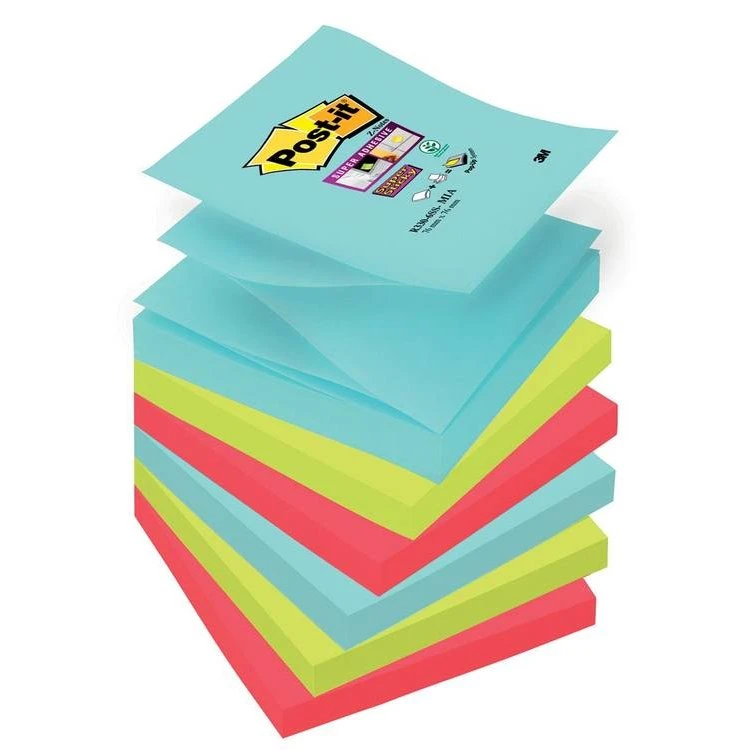 3M Post-it Super Sticky Z-notes Miami, 76x76 mm, 6 blokken van 90 vellen