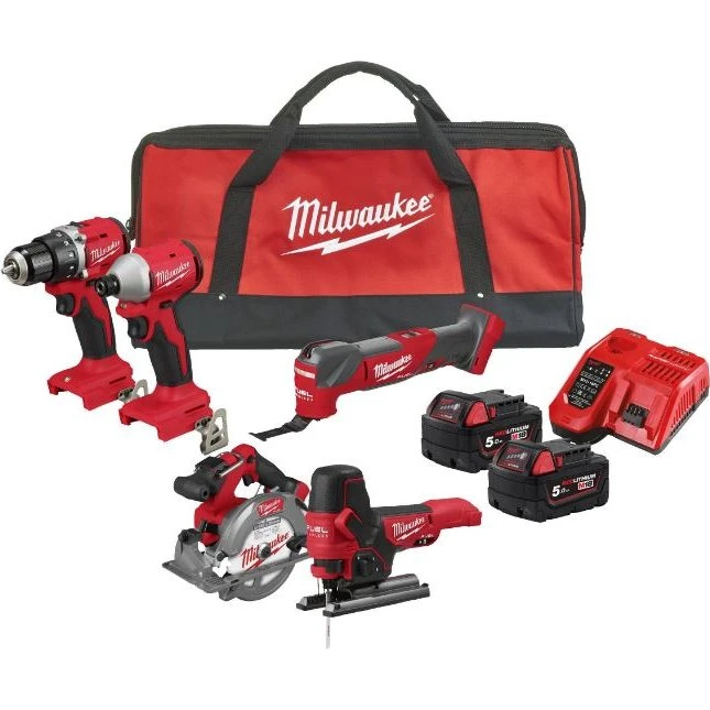 Milwaukee M18 BLCPP5A-502B 5-delige accu combiset met 2x 5 Ah accu's