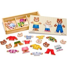 Berenfamilie Houten Puzzel met Knopjes – Mix & Match