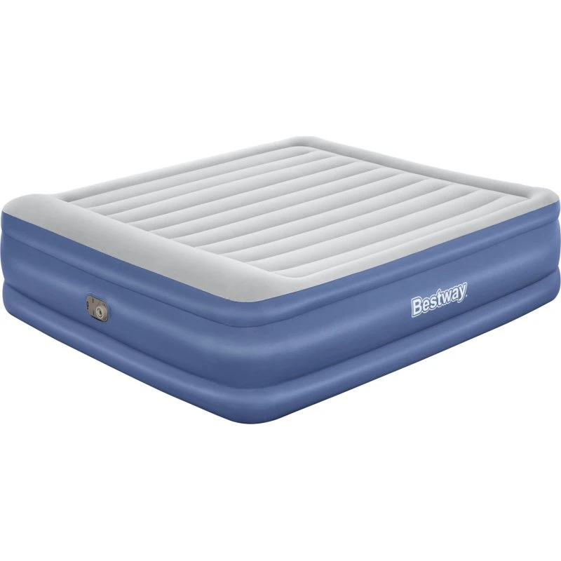 Bestway Tritech King 203x193x56 cm luchtbed met pomp en kussen - blauw/grijs