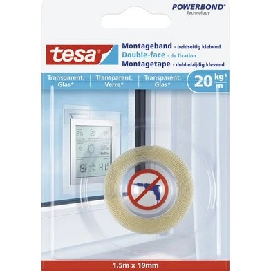 tesa Powerbond Montagetape Transparant 1,5 m x 19 mm